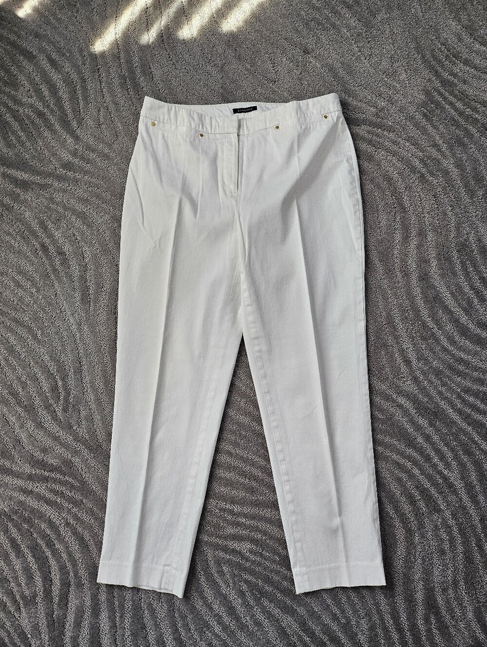 Jones New York White Mid Waisted Dress Pants Career Size 6 Stretchy Slim Cotton